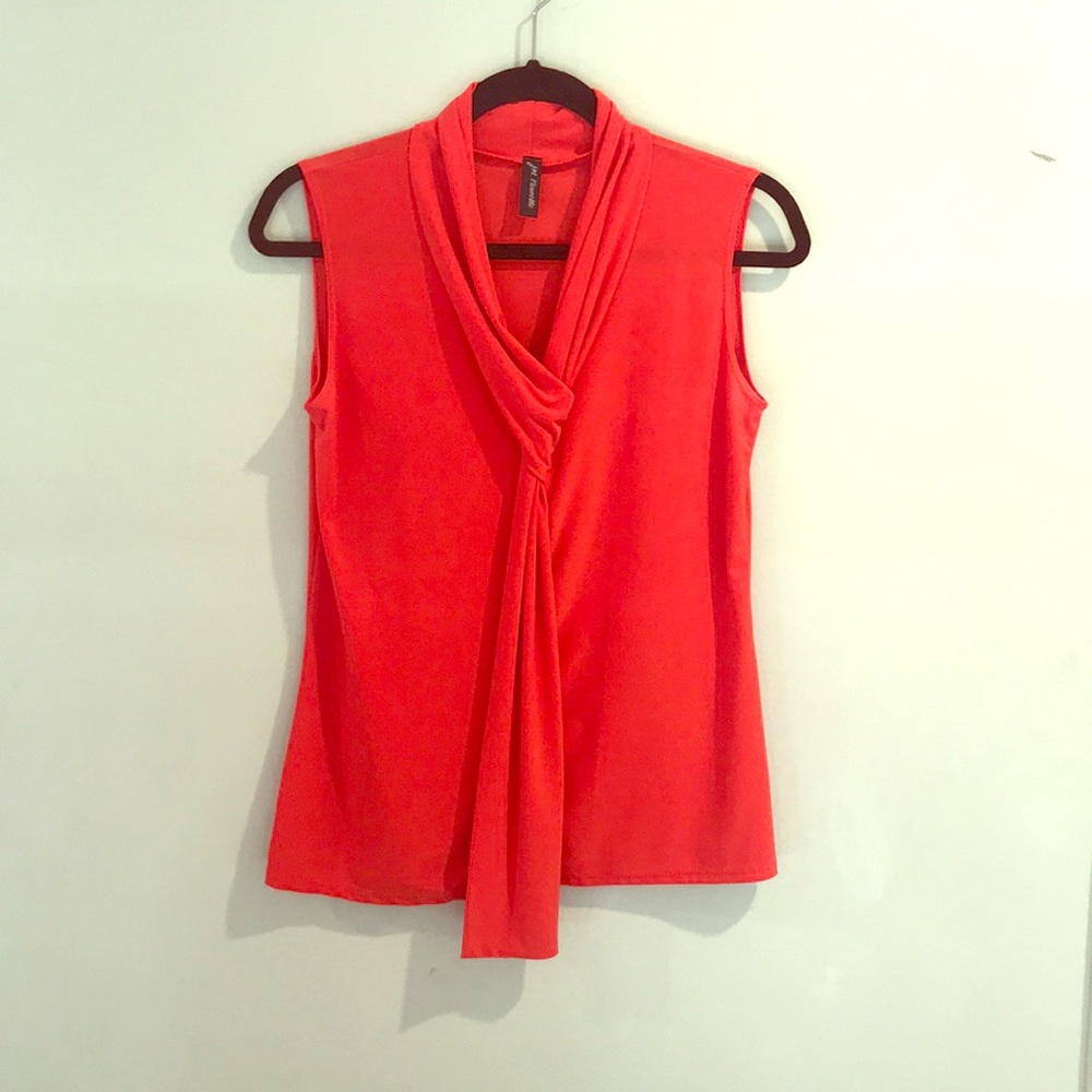 J.M. Fleurette Sleeveless Red Blouse w/ Collar
